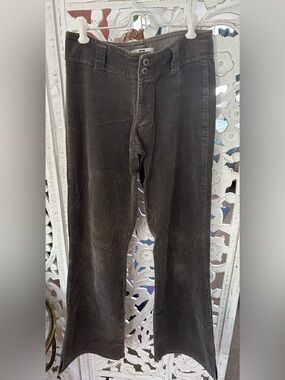 Women's grey Corduroy low rise flare corduroy pants
